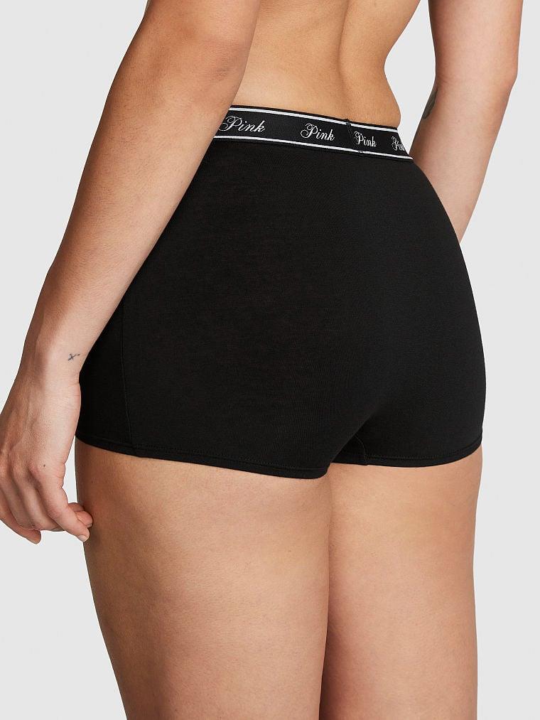 Pink Logolu Pamuklu Yüksek Bel Boyshort Kulot arka görünümü
