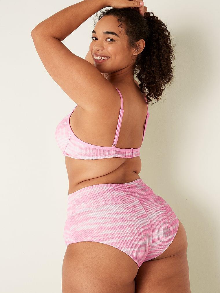 Pink Krinkle Yüksek Bel Shortie Bikini Alti arka görünüm