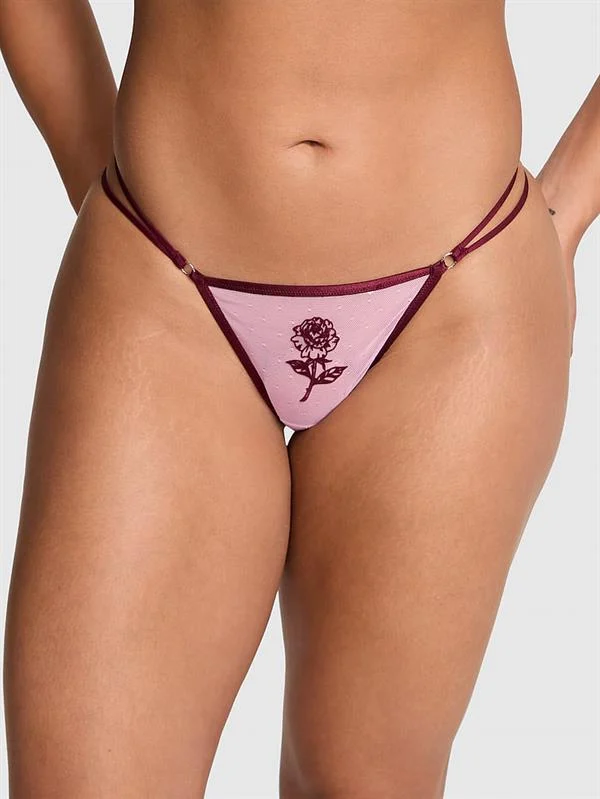 Pink Romantik Islemeli V String Kulot