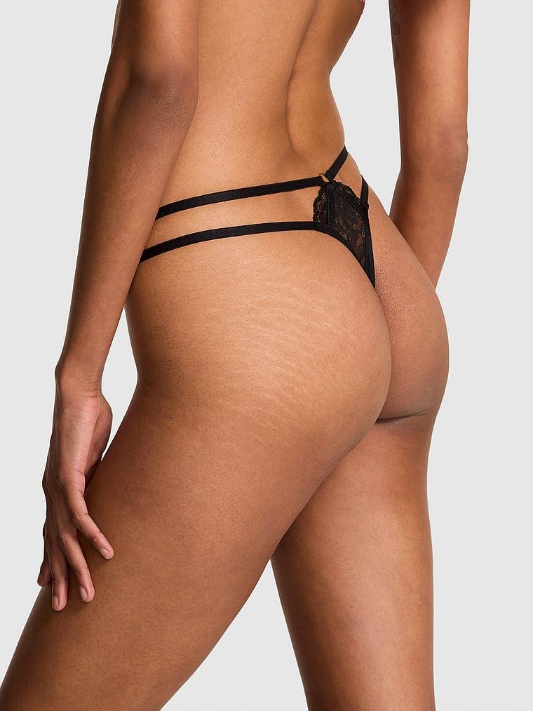 Dantelli Askili Crotchless Tanga arka görünümü