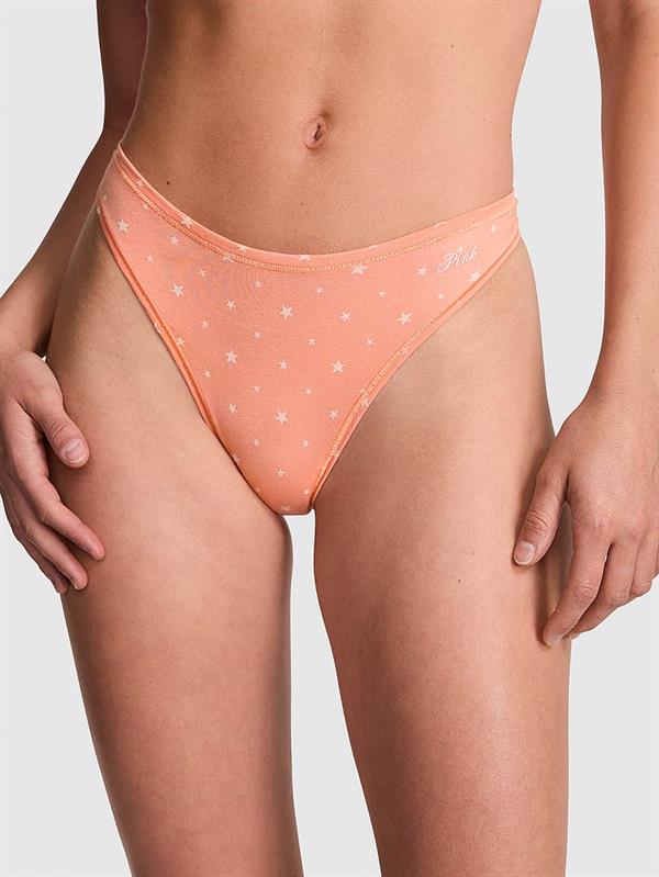 Pink Pamuklu Derin Bacak Kesim Tanga