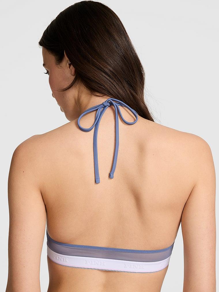 Pink Logolu Tul Halter Ucgen Bralet arka görünüm