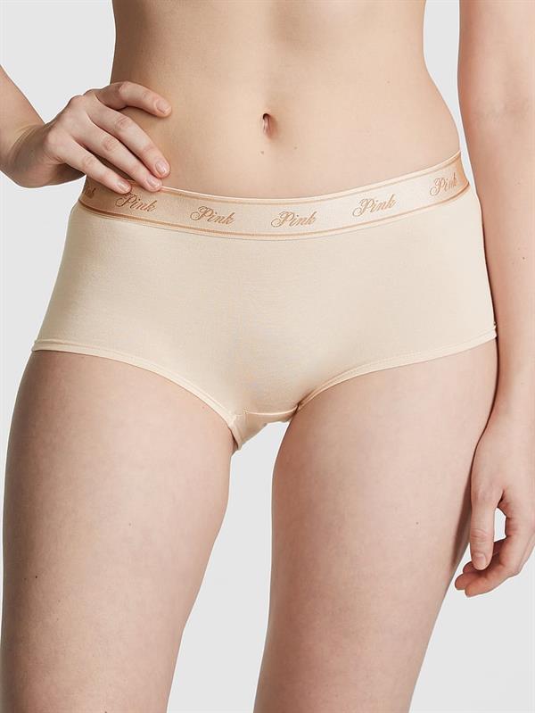 Pink Logolu Pamuklu Boyshort Kulot