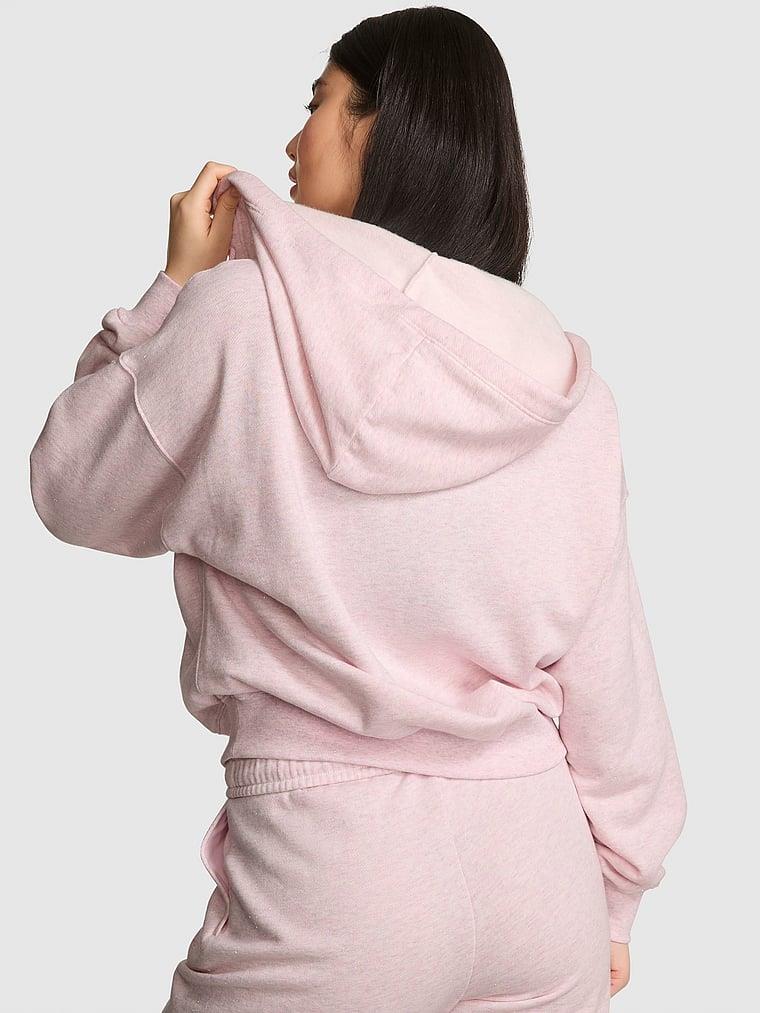 Pink Fermuarli Kapusonlu Sweatshirt arka görünümü