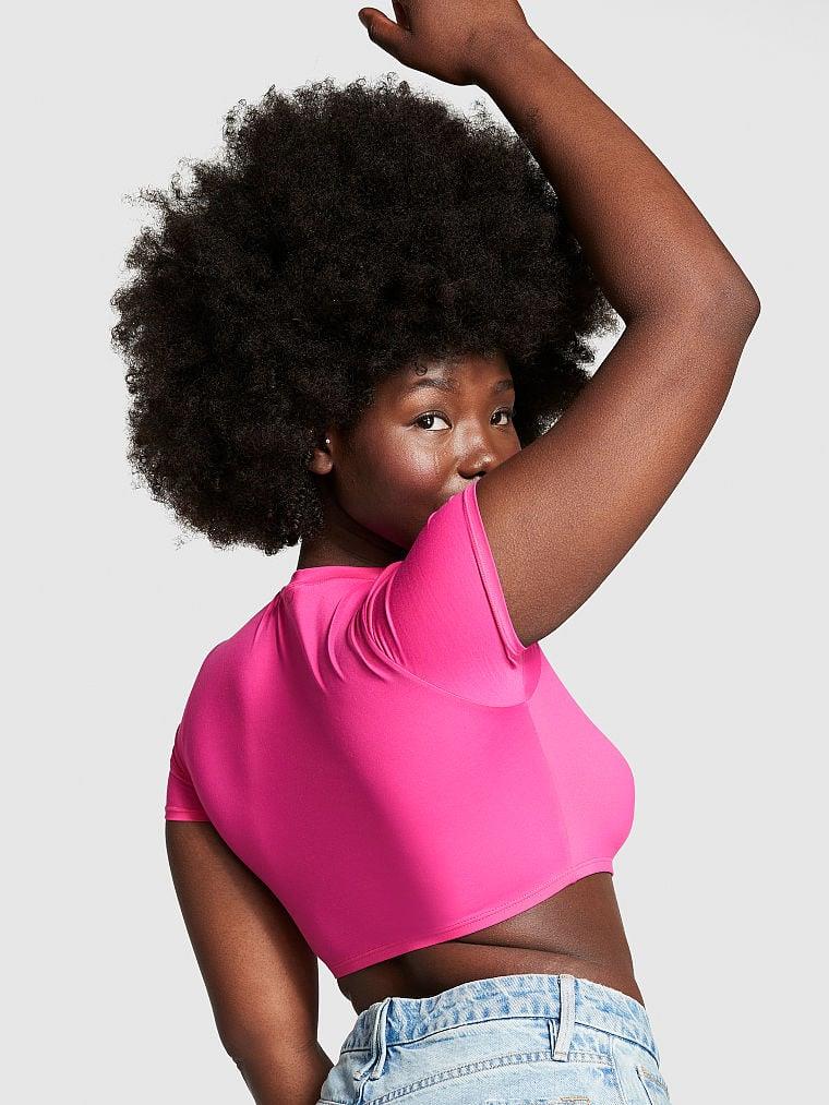 Pink Base Esnek Baby Tee Tisort arka görünümü