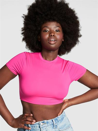 Pink Base Esnek Baby Tee Tisort ön görünüm