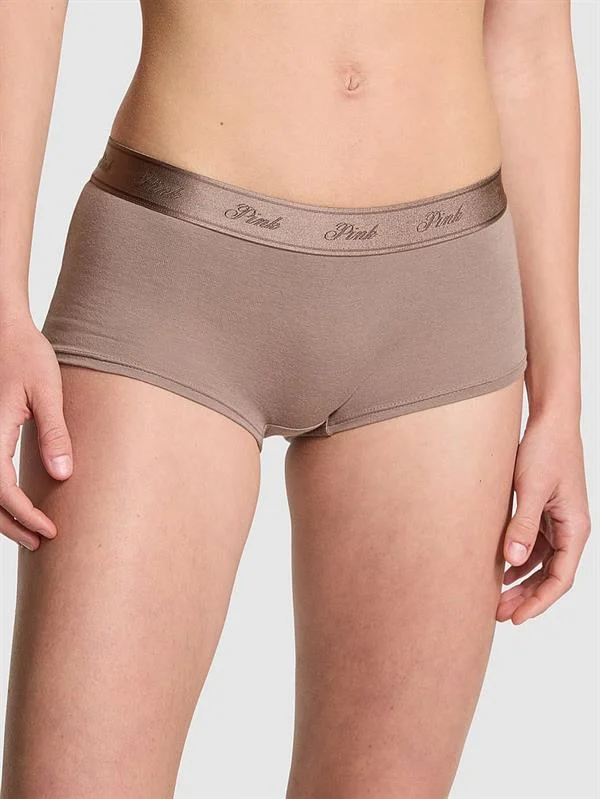 Pink Logolu Pamuklu Boyshort Kulot