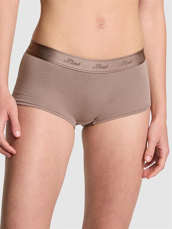 Pink Logolu Pamuklu Boyshort Kulot