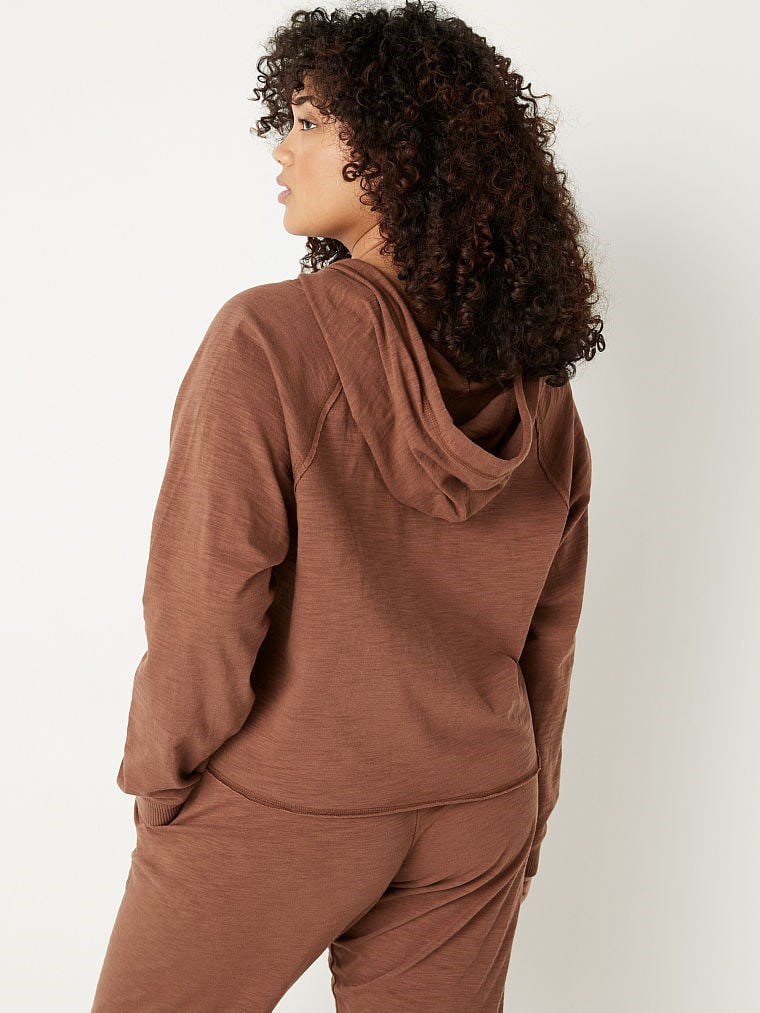 Pink Kircilli Fermuarli Kapusonlu Sweatshirt arka görünümü