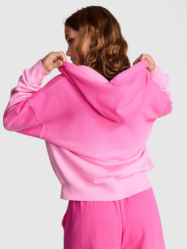Pink Yarim Fermuarli Kapusonlu Sweatshirt arka görünümü