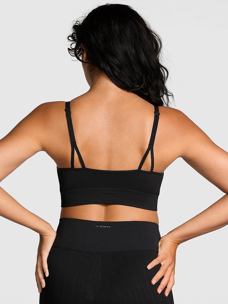 Pink Yumuşak Seamless Kare Yaka Sporcu Sütyeni arka görünümü