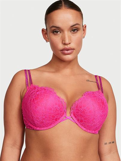 Bombshell 2 Beden Buyuk Gosteren Dantelli Işıltılı Askili Push Up Sütyen