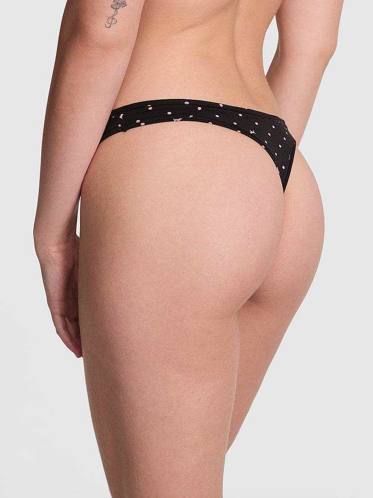 Pink Pamuklu Derin Bacak Kesim Tanga arka görünümü
