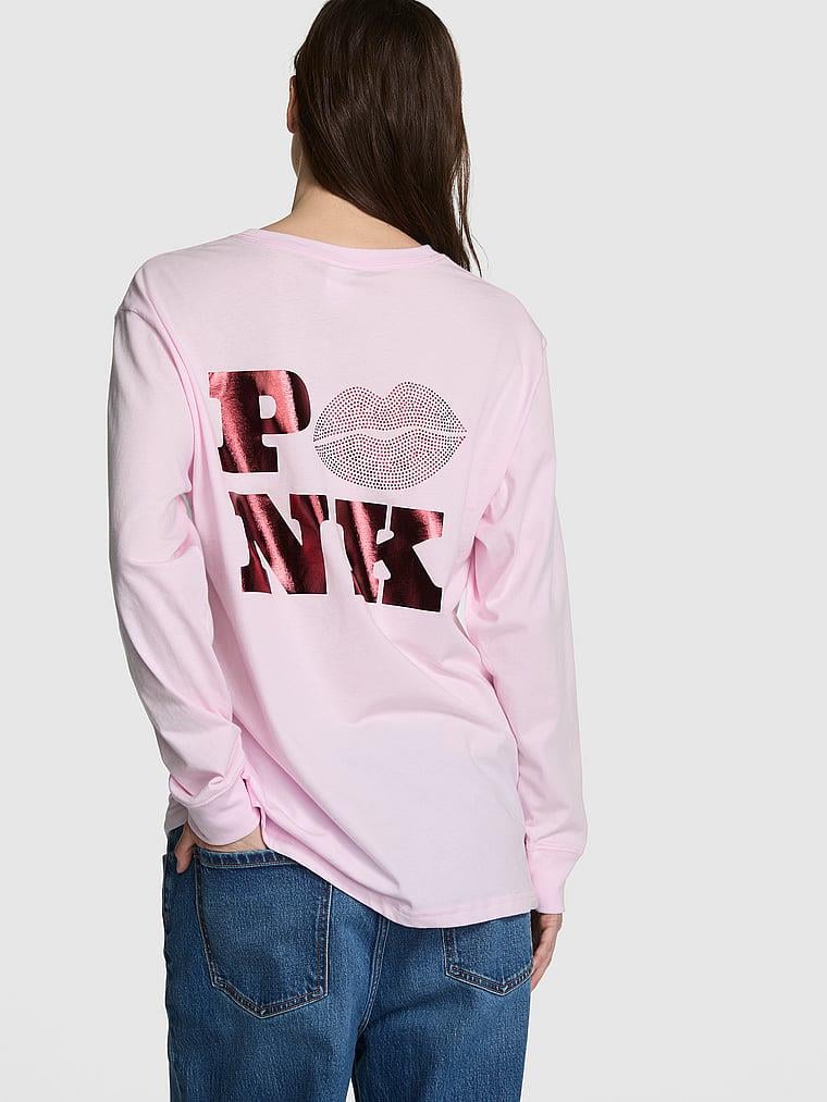 Pink Kampus Pamuklu Uzun Kollu Tisort arka görünümü