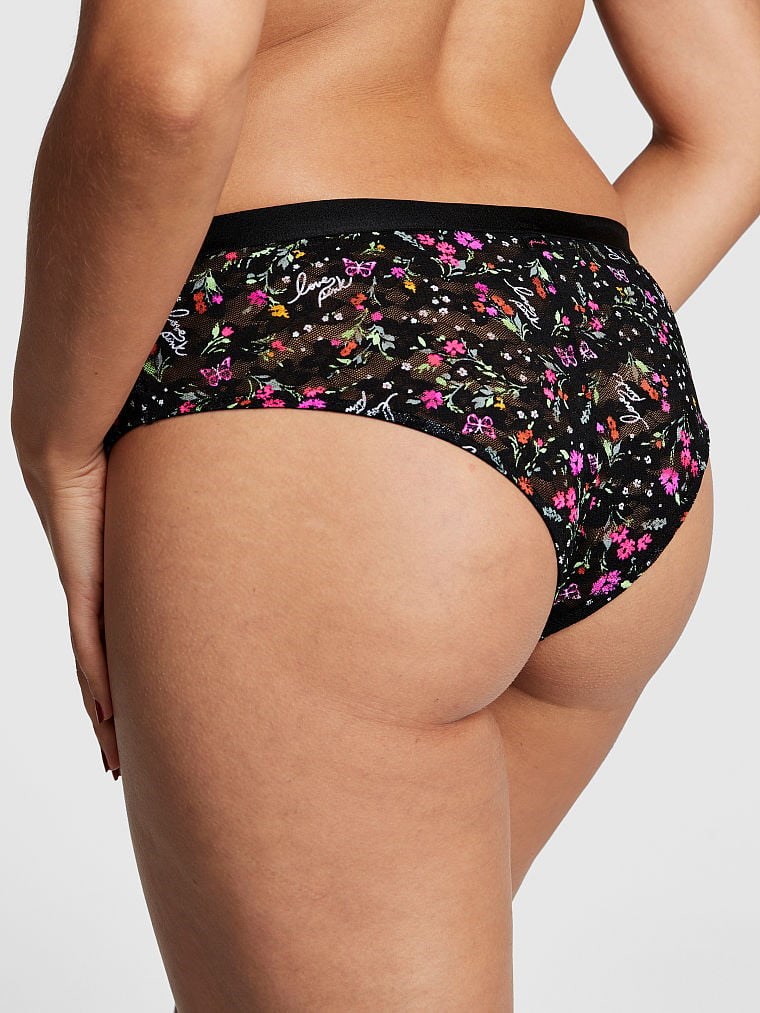 Victorias S Secret Pink Tossed Cicek Dantelli Cheekster Kulot arka görünümü