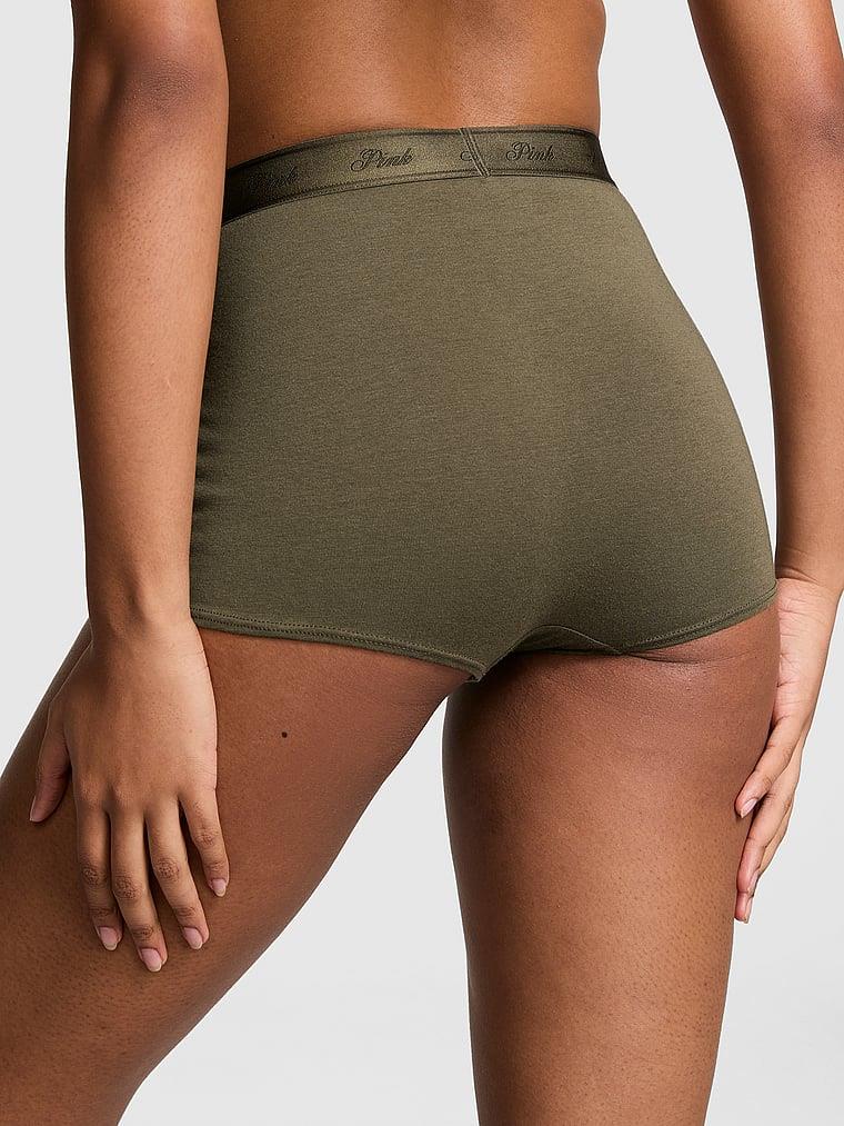 Pink Logolu Pamuklu Yüksek Bel Boyshort Kulot arka görünümü