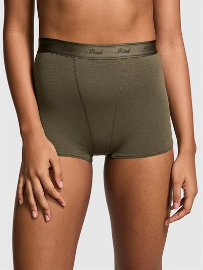 Pink Logolu Pamuklu Yüksek Bel Boyshort Kulot