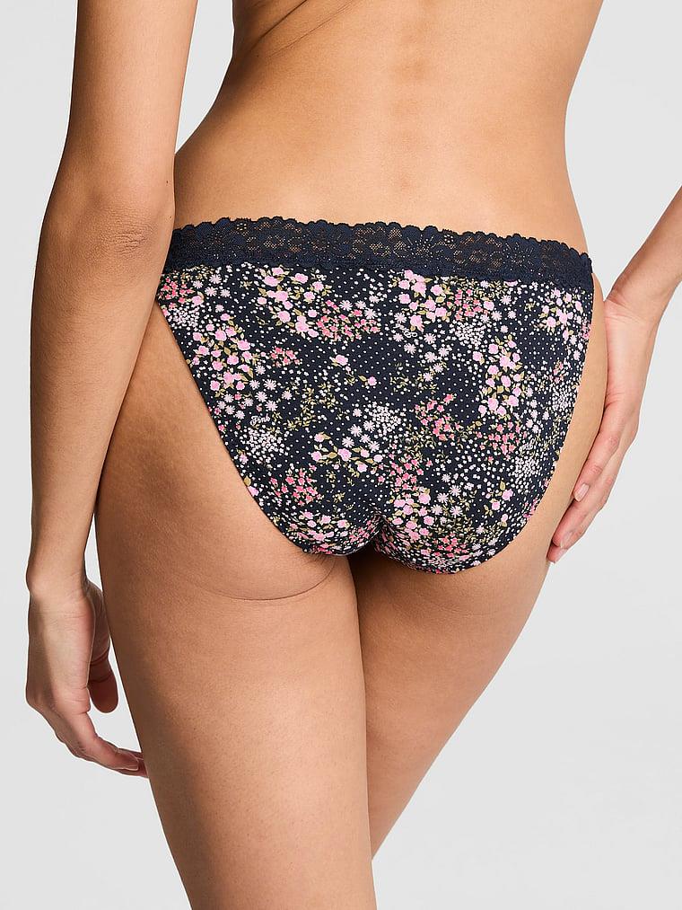 Pink Pamuklu Dantel Kenarli Bikini Kulot arka görünüm