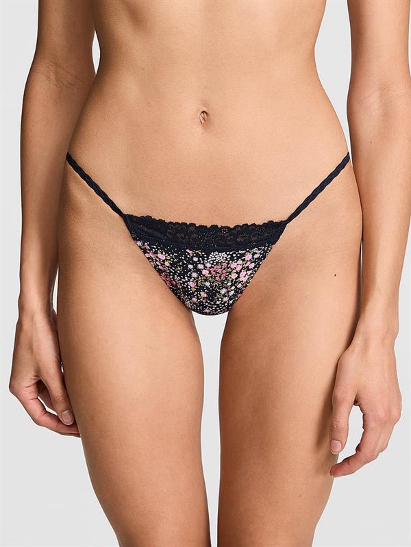 Pink Pamuklu Dantel Kenarli Bikini Kulot