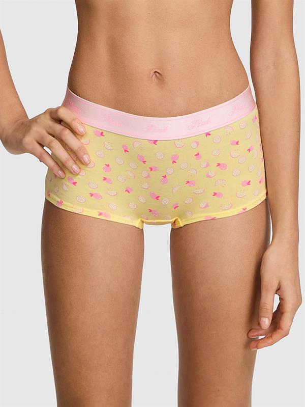 Pink Logolu Pamuklu Boyshort Kulot