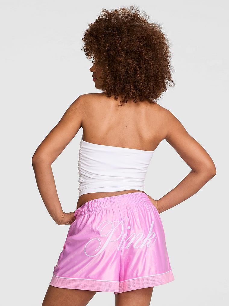 Pink Saten Bol Kesim Sort arka görünüm