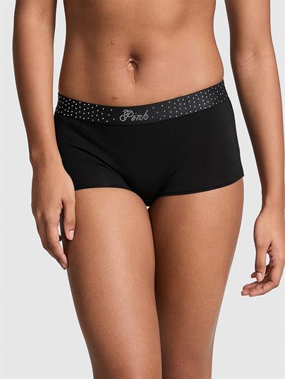 Pink Logolu Pamuklu Boyshort Kulot
