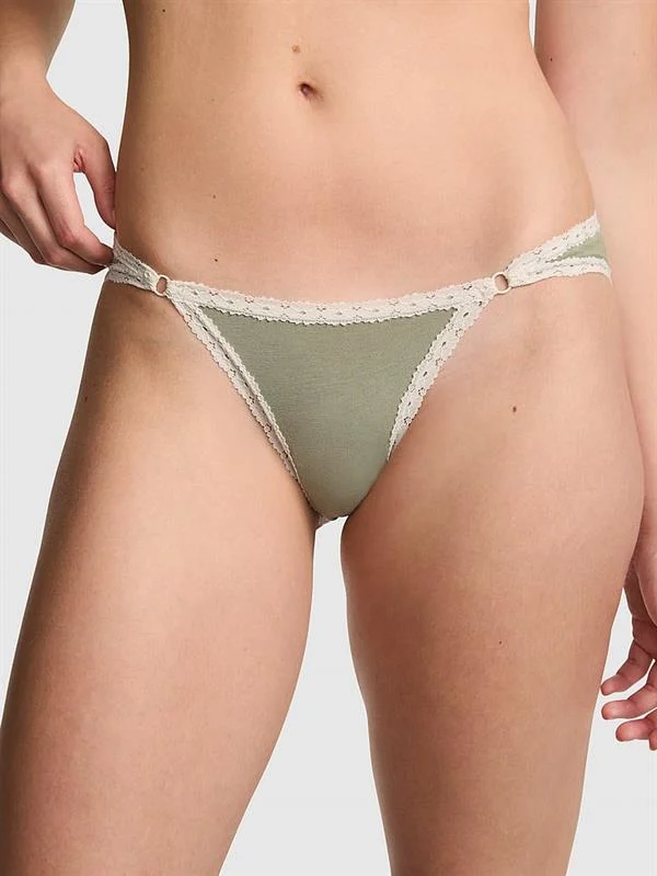 Pink Dantel Detayli Pamuklu Cheeky Kulot