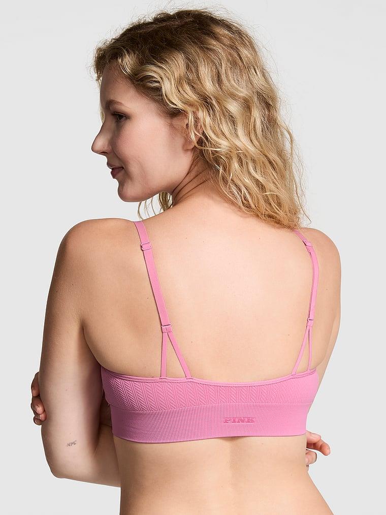 Pink Yumuşak Seamless Kare Yaka Sporcu Sütyeni arka görünümü