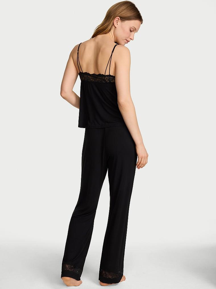 Sosoft Modal Dantelli Askili Bluz Ve Pijama Alti arka görünümü