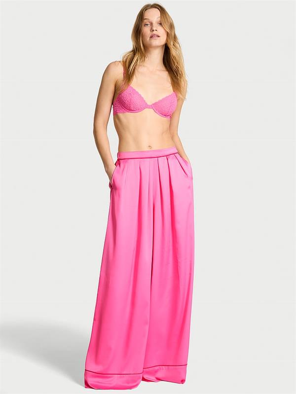 Glazed Saten Ultra Genis Pacali Pijama Alti