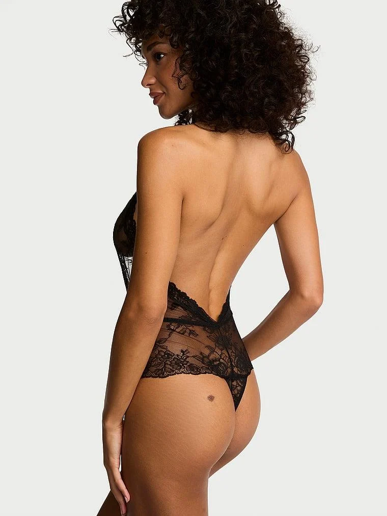 Gul Dantelli Halter Yaka Teddy arka görünüm