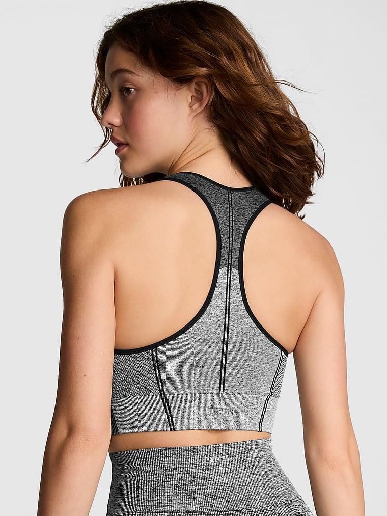 Pink Seamless Marl Uzun Sporcu Sütyeni arka görünümü