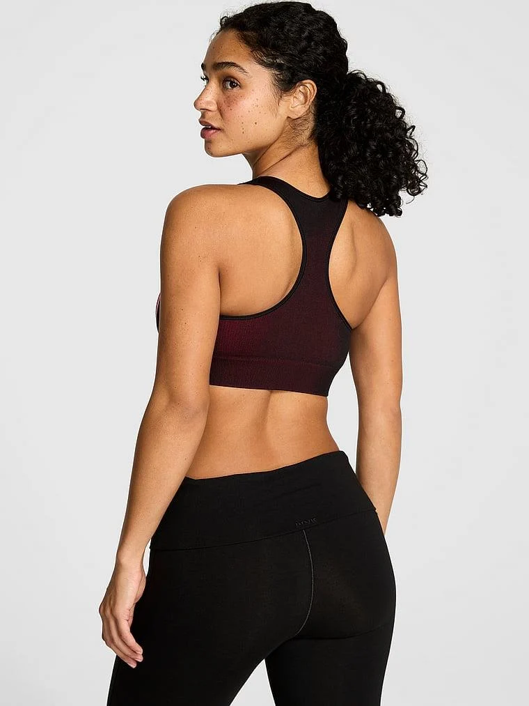 Pink Seamless Kalp Desenli Racerback Sporcu Sütyeni arka görünüm