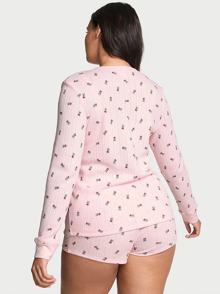 Henley Pointelle Kısa Sortlu Pijama Takimi arka görünüm