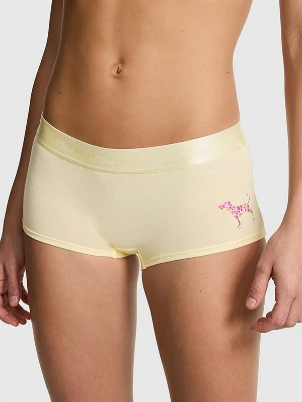 Pink Logolu Pamuklu Boyshort Kulot