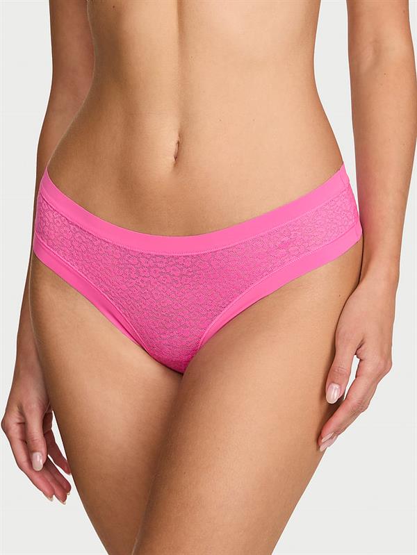 Lazer Kesim Leopar Desenli Dantelli Tanga