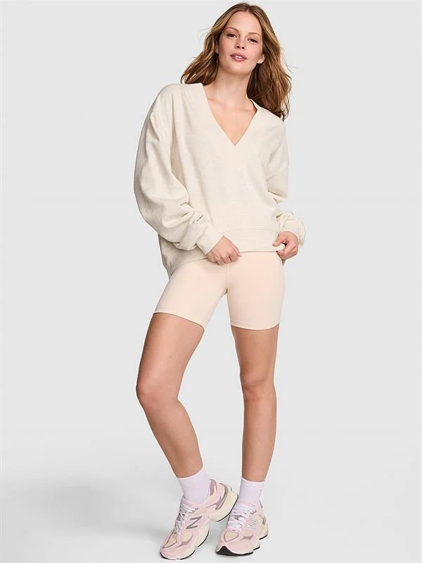 Pink Ivy V Yaka Crop Sweatshirt ön görünüm