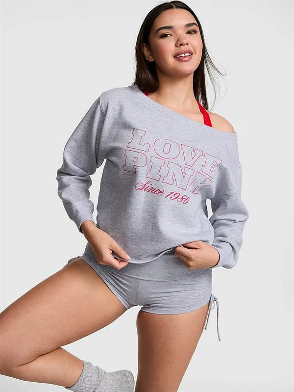 Pink Kampus Omzu Acik Sweatshirt
