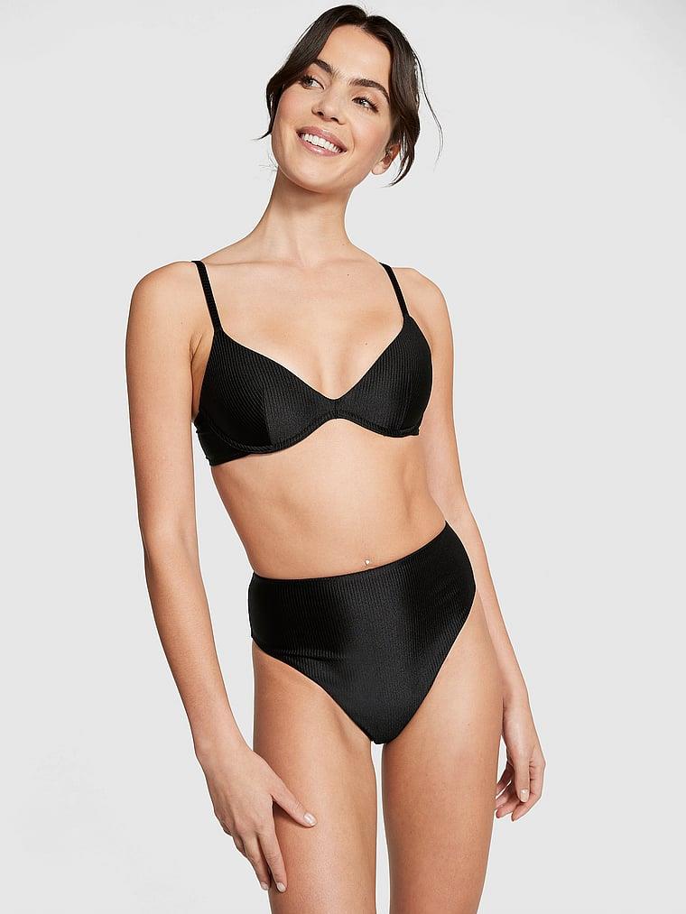Pink Yüksek Bel Cheeky Bikini Alti arka görünümü