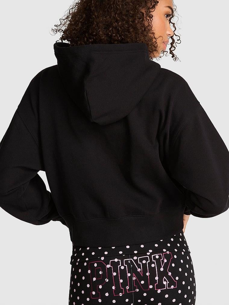 Pink Dar Kesim Fermuarli Kapusonlu Sweatshirt arka görünümü