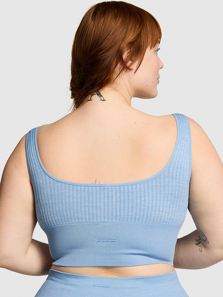 Pink Seamless Crop Sporcu Sütyeni arka görünümü