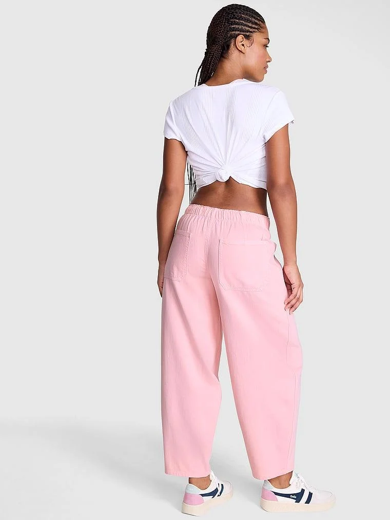 Pink Rahat Kesim Buzgulu Barrel Pantolon arka görünüm
