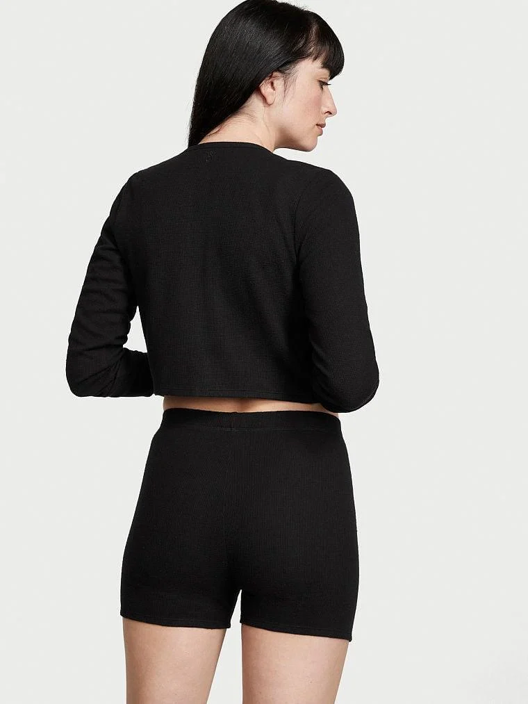 Glow Waffle Uc Parcali Kısa Pijama Takimi arka görünüm
