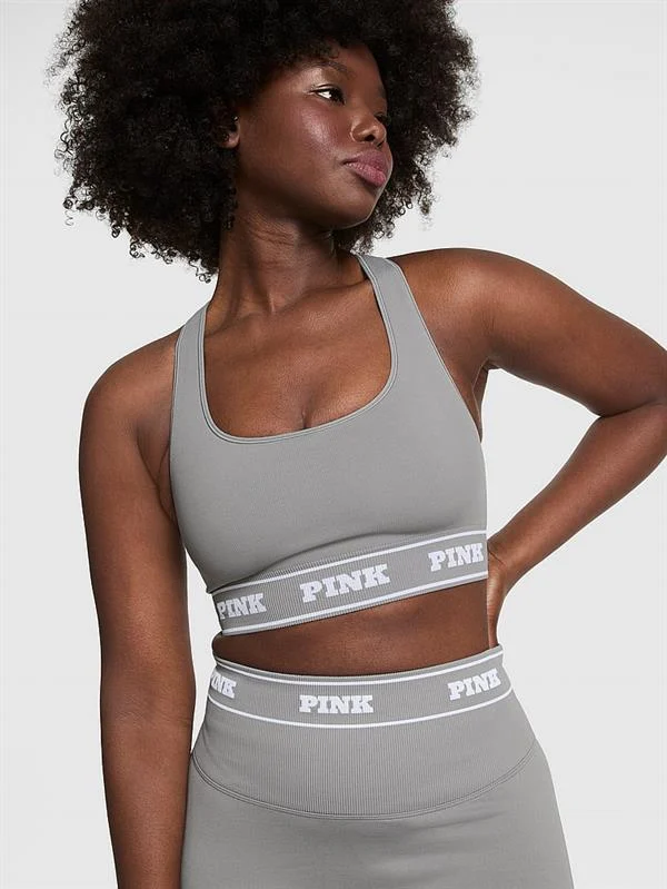 Pink Seamless Cift Yonlu Sporcu Sütyeni ön görünüm