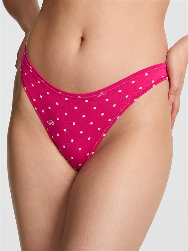 Pink Pamuklu Derin Bacak Kesim Tanga