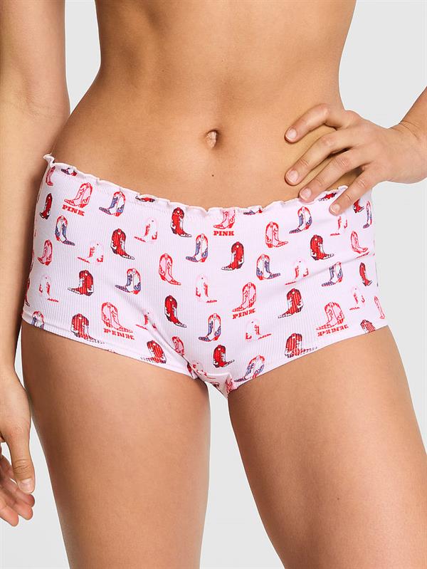Pink Pamuklu Arkadan Baglamali Boyshort Kulot ön görünüm