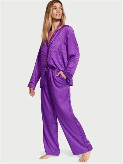 Saten Uzun Pijama Takimi