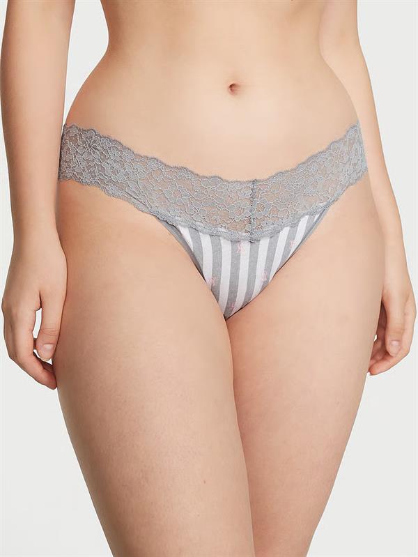 Beli Dantelli Pamuklu Tanga ön görünüm