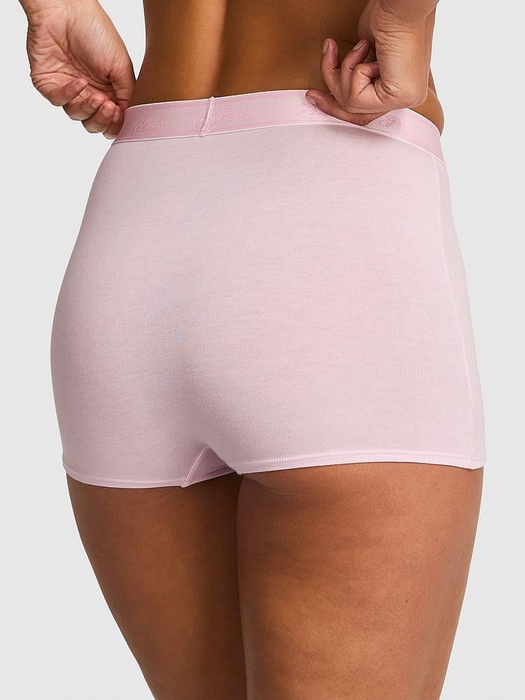 Pink Logolu Pamuklu Yüksek Bel Boyshort Kulot arka görünüm
