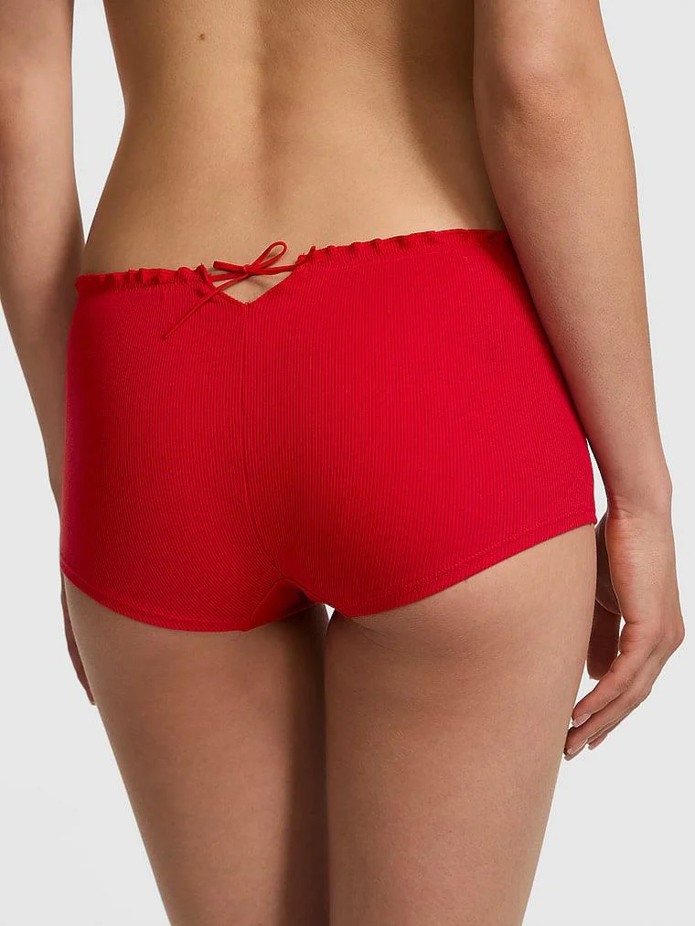 Pink Pamuklu Arkadan Baglamali Boyshort Kulot arka görünüm